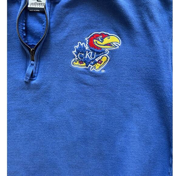 Vintage Kansas KU Jayhawks Embroidered Logo 1/4 Zip Pullover Sweatshirt sz XXL - Picture 9 of 9